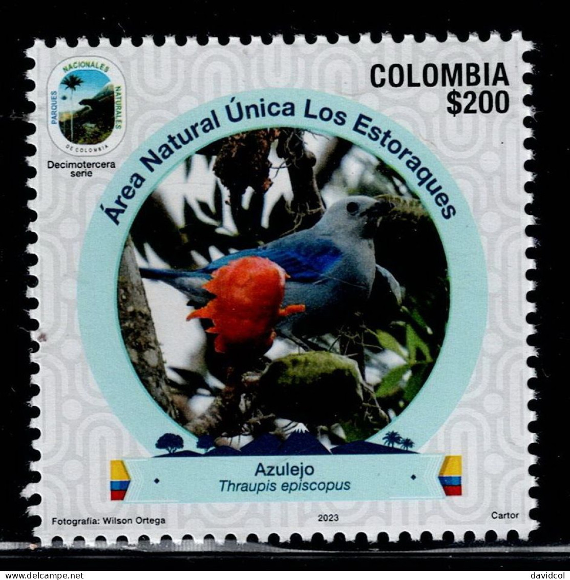 10A-KOLUMBIEN - 2023 -MNH -BIRD- “AZULEJO”- (THRAUPIS EPISCOPUS)-NATIONAL PARKS 13TH ISSUE - Colombie