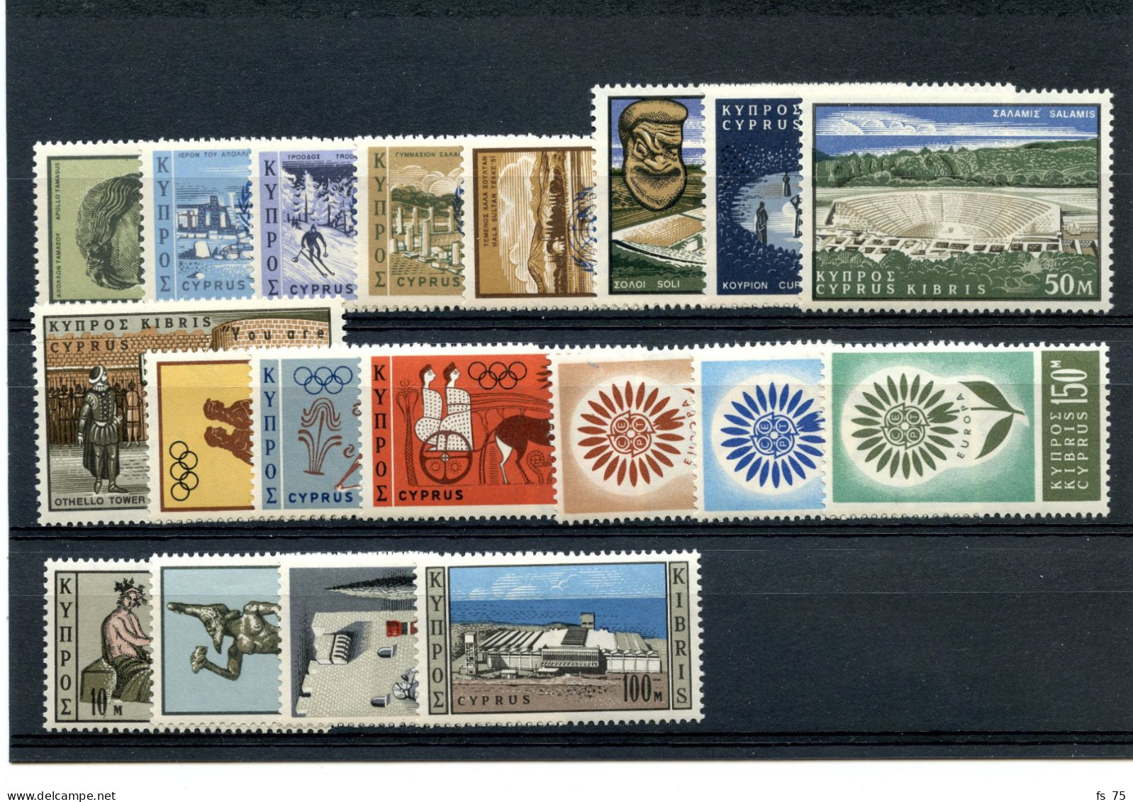 CHYPRE - YVERT 220 A 238 + BF 2 - ANNEE COMPLETE 1964 -  SANS CHARNIERE - Cyprus (...-1960)