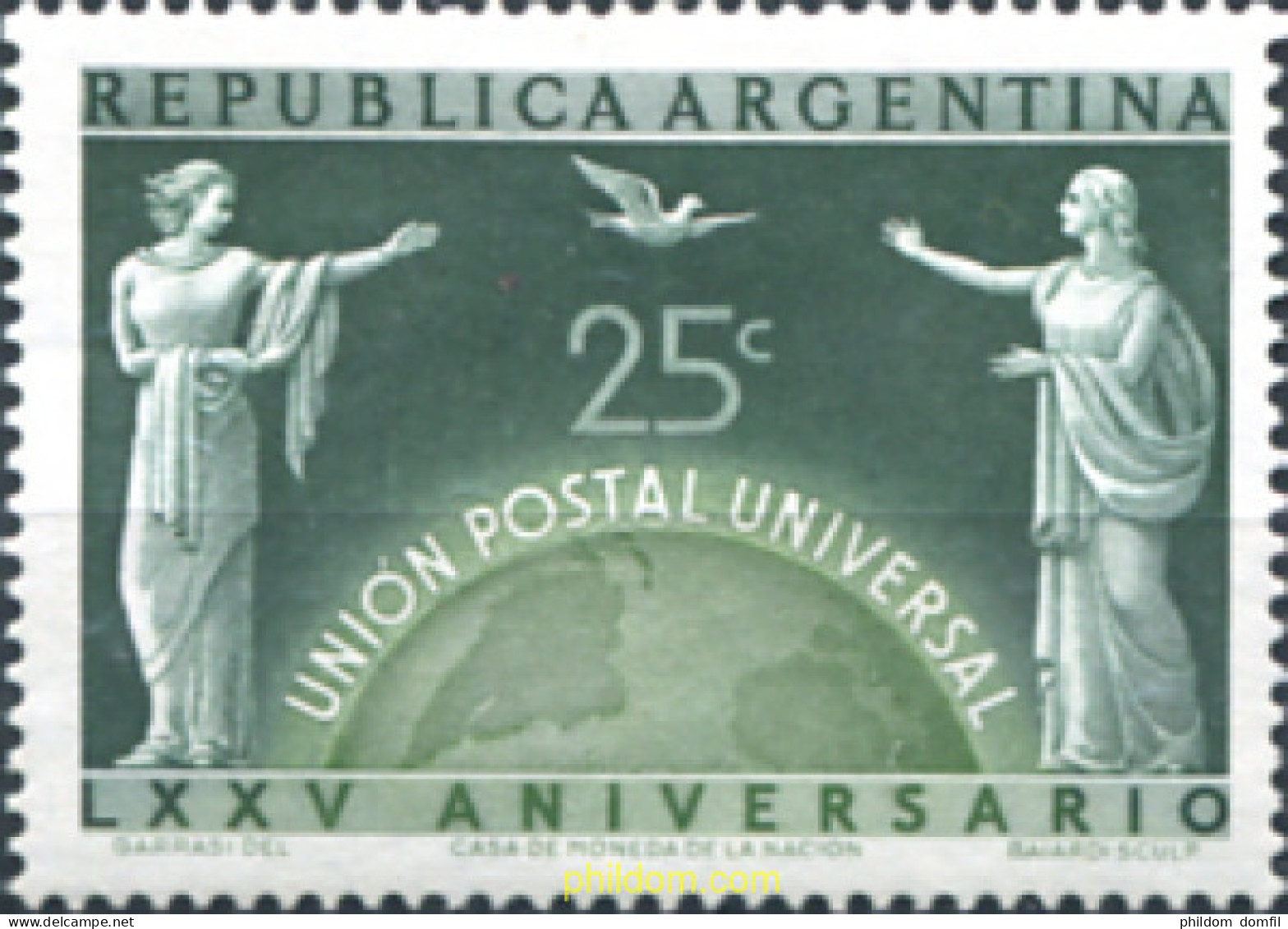 725676 HINGED ARGENTINA 1949 75 ANIVERSARIO DE LA UPU - Ungebraucht