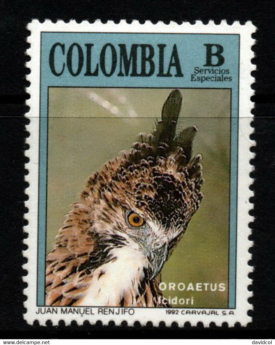 14- KOLUMBIEN - 1992 - MI#:1858 - MNH- EAGLE (OROAETUS ICIDORI) - Colombie