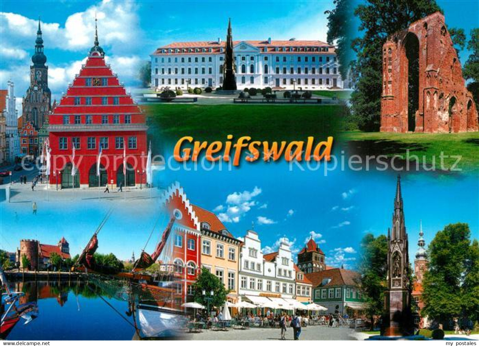 73201785 Greifswald Rathaus Marktplatz Klosterruine Eldena Klappbruecke Greifswa - Greifswald