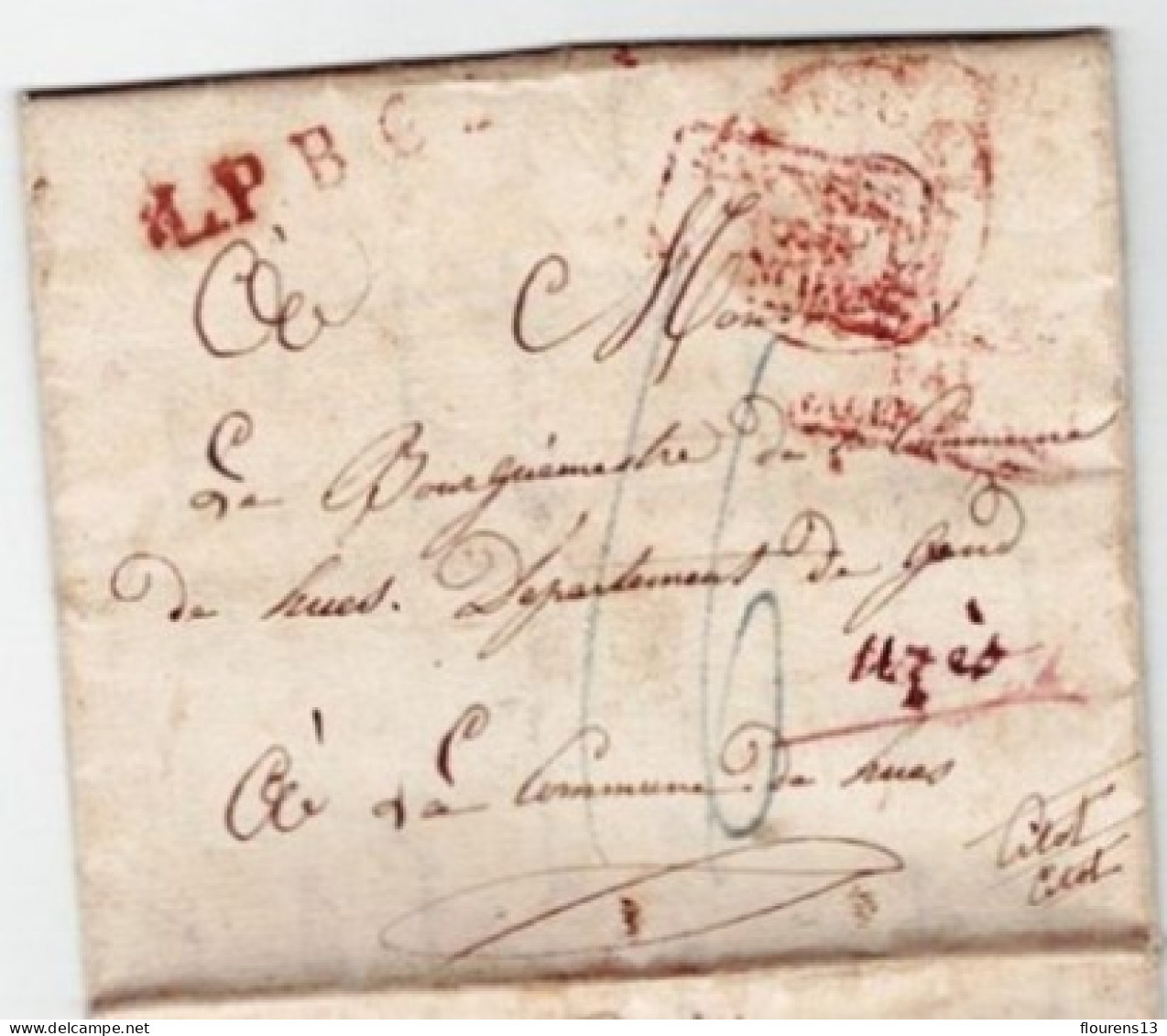 LETTRE DATE DE LA PRISON DE St BERNARD ADRESSEE AU BOURGUEMESTRE DE HUES EN BELGIQUE TAXE +CACHET DE CENSURE 1830 - 1815-1830 (Periodo Holandes)