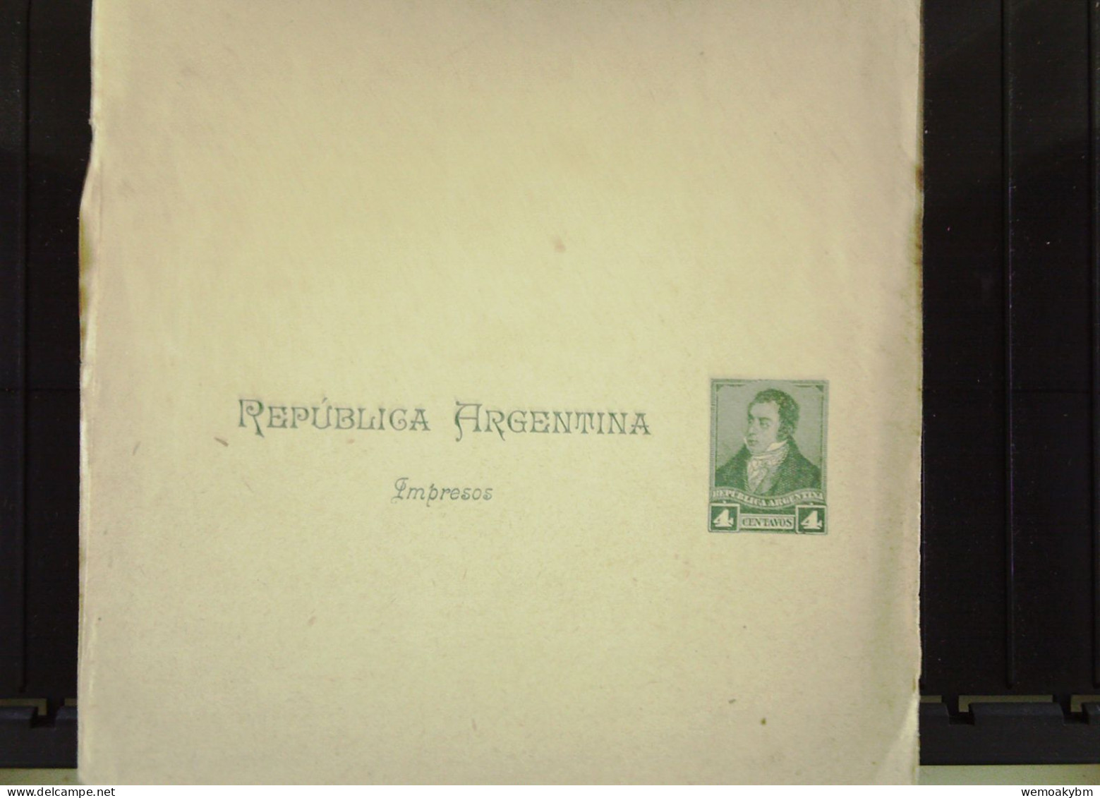 Argentinien Ganzsache Zeitungsbandarole Mit 4 Centavos REPUBLICA ARGENTINA Um 1880 Unbenutzt Mit Gebrauchsspuren An Rand - Postwaardestukken