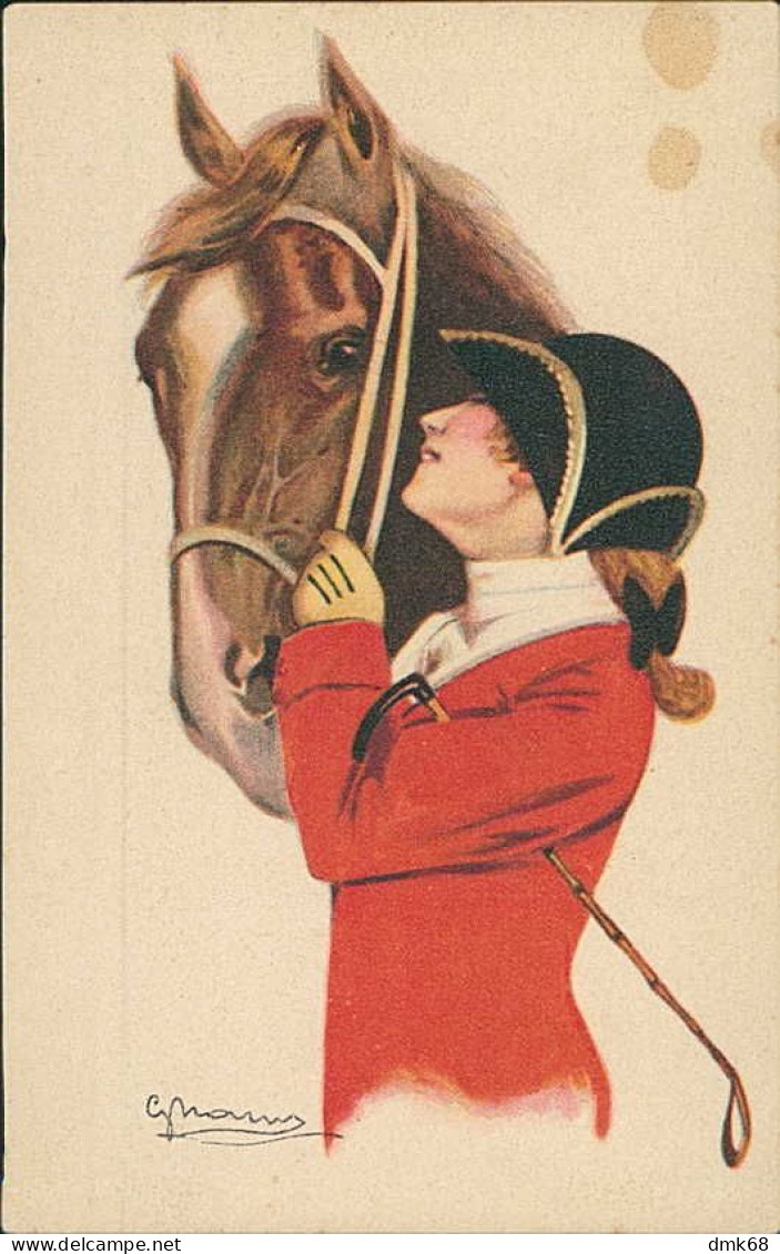 NANNI SIGNED 1910s POSTCARD - WOMAN & HORSE - N.150/4 (5122) - Nanni