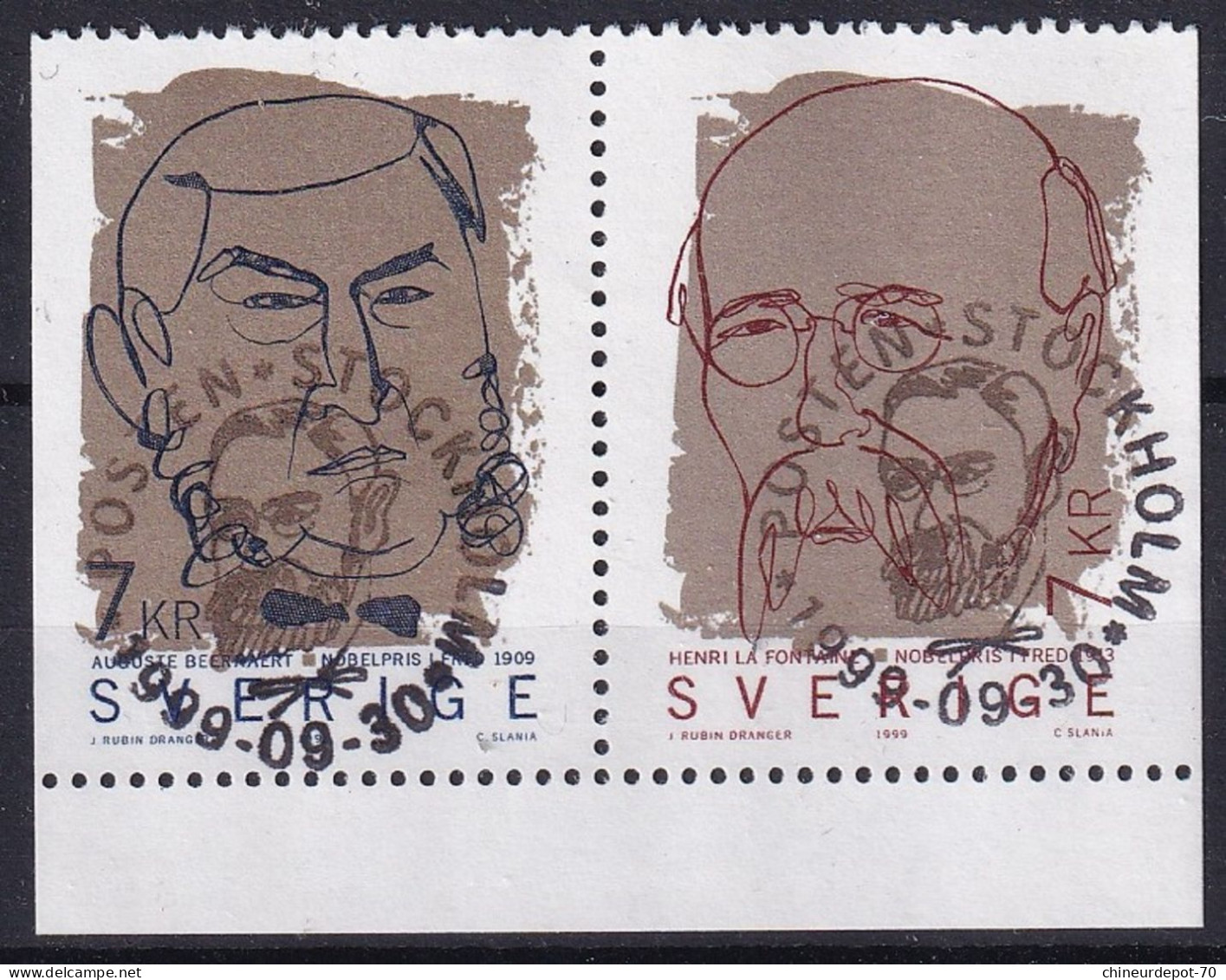 AUGUSTE BEERNAERT HENRI LA FONTAINE PRIX NOBEL DE LA PAIX - Used Stamps