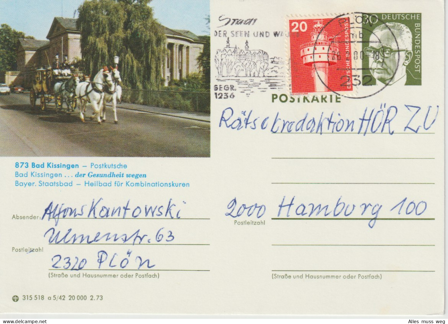 Aus P109 ; 6 Gestempelte Ganzsachen - Illustrated Postcards - Used