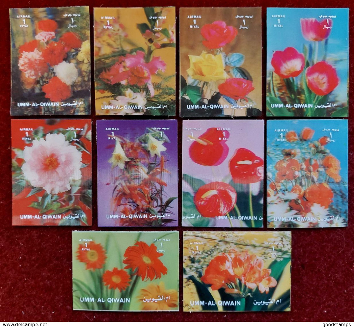 1972 UMM Al Qiwain, "Flowers",  3D Stamps 5.20x3.90 Cm, Full Set, Michel 1614-1623, MNH - Umm Al-Qiwain