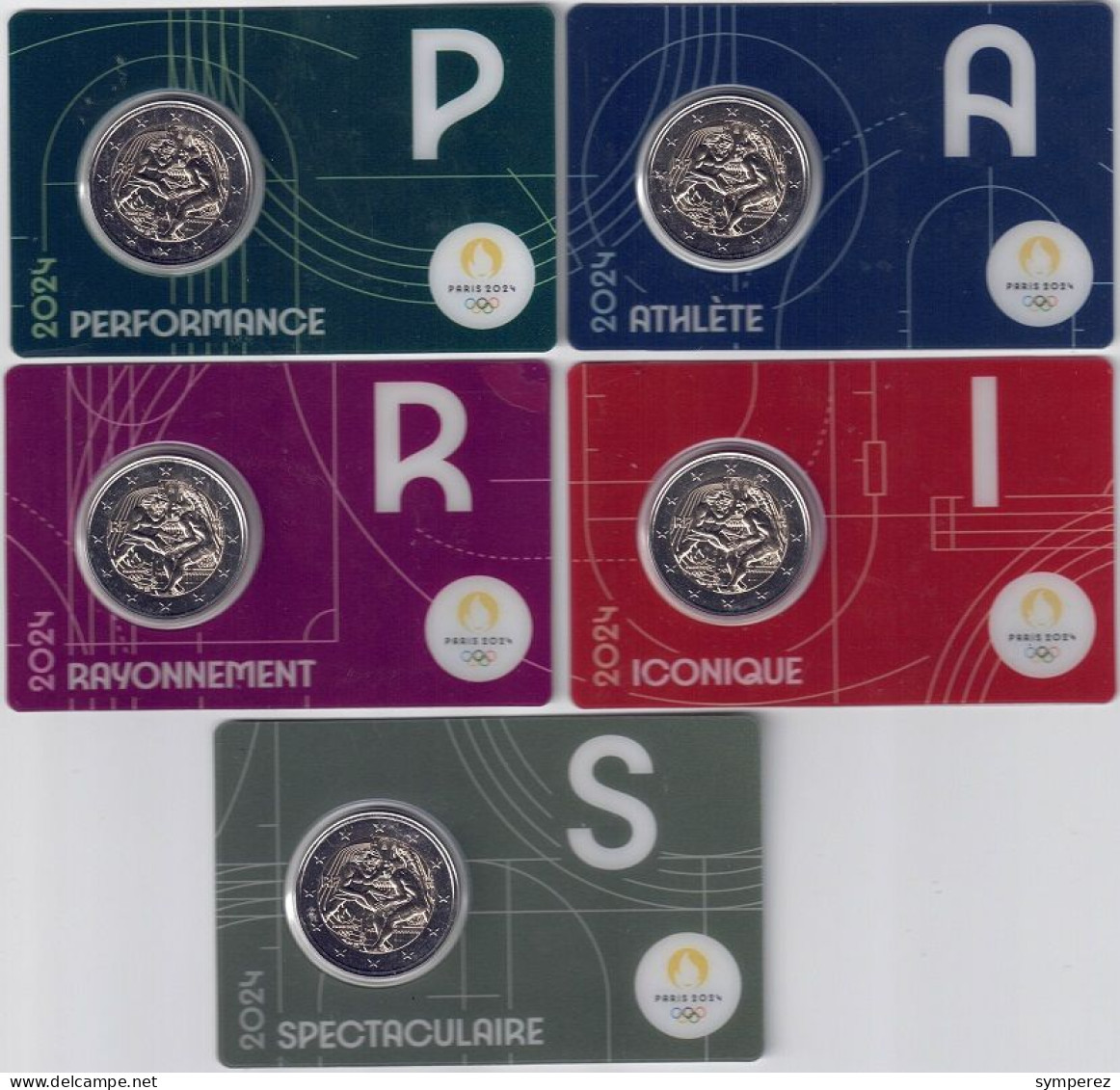 MONEDA 2 EUROS FRANCIA 2024-OLIMPIADA PACK 5 COLORES- - Sammlungen