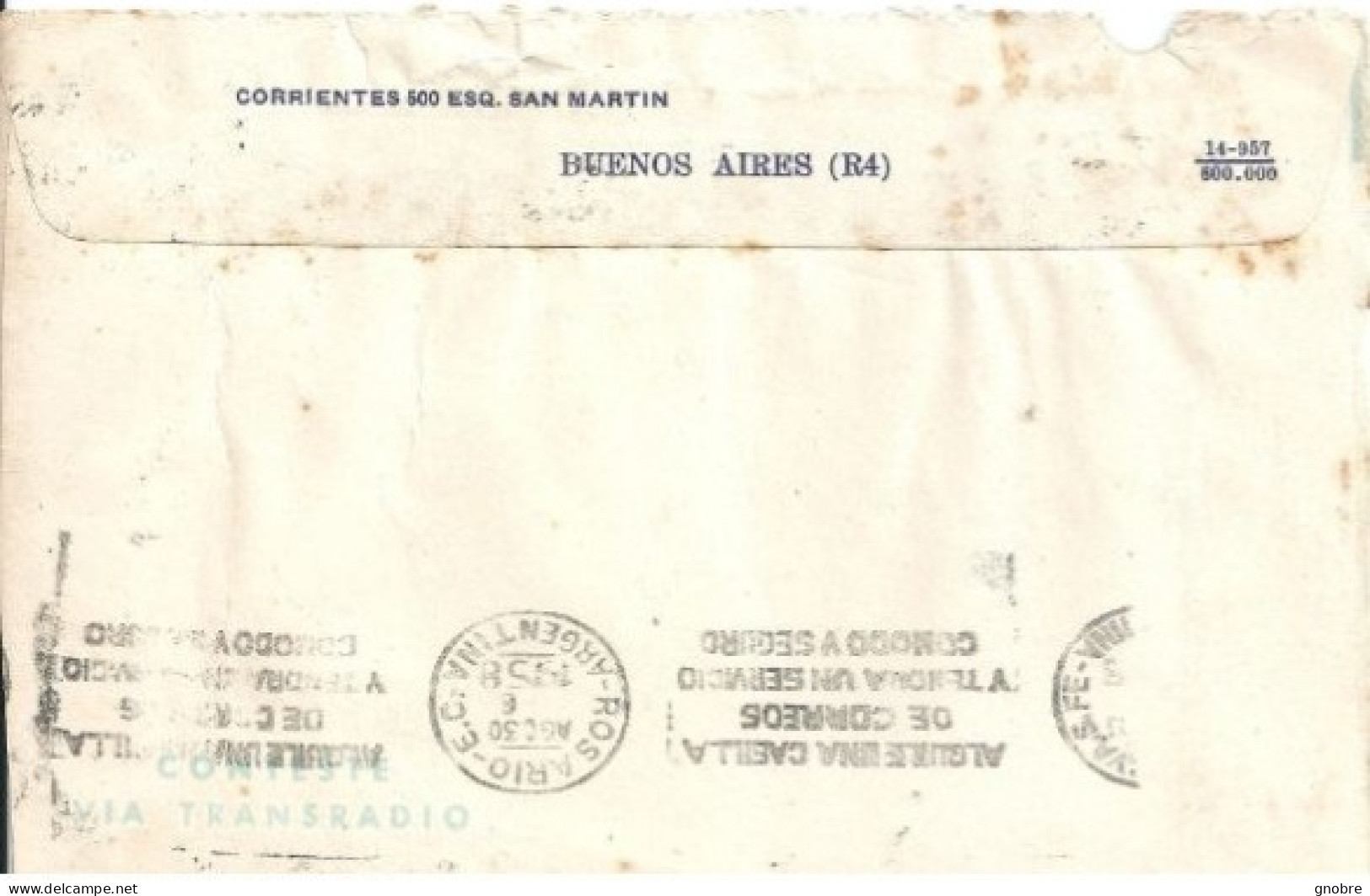 ARGENTINA COVER WIT TELEGRAM TRANSRADIO TELEGRAMA 1958 - Lettres & Documents