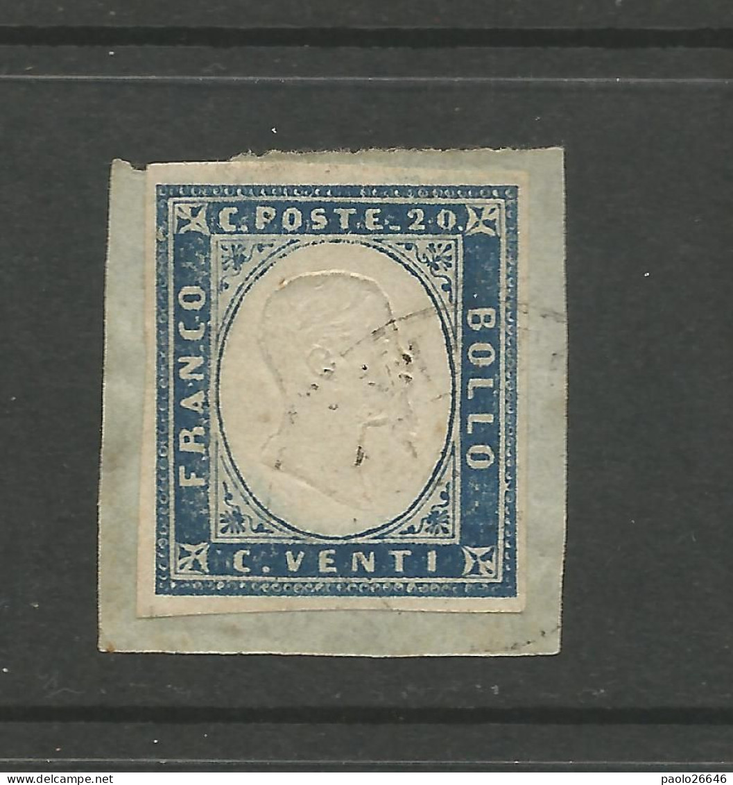 1855 Regno Di Sardegna 20 Cent N° 15 Usato Su Frammento - Sardegna