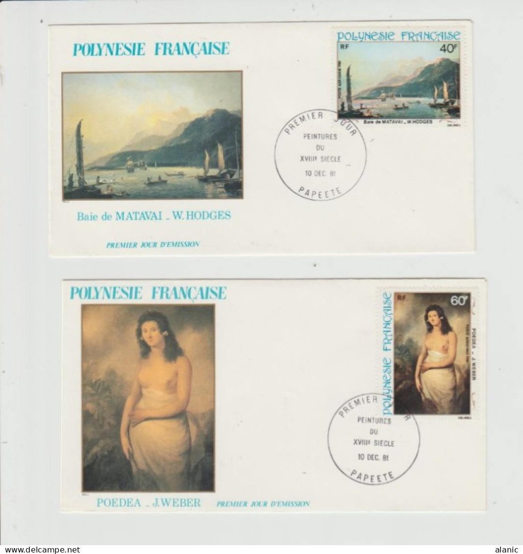 LOT DE 4 FDC PA 163/66 - POLYNESIE - PEINTURES DU XVIIIe SCIECLE -1981- - FDC