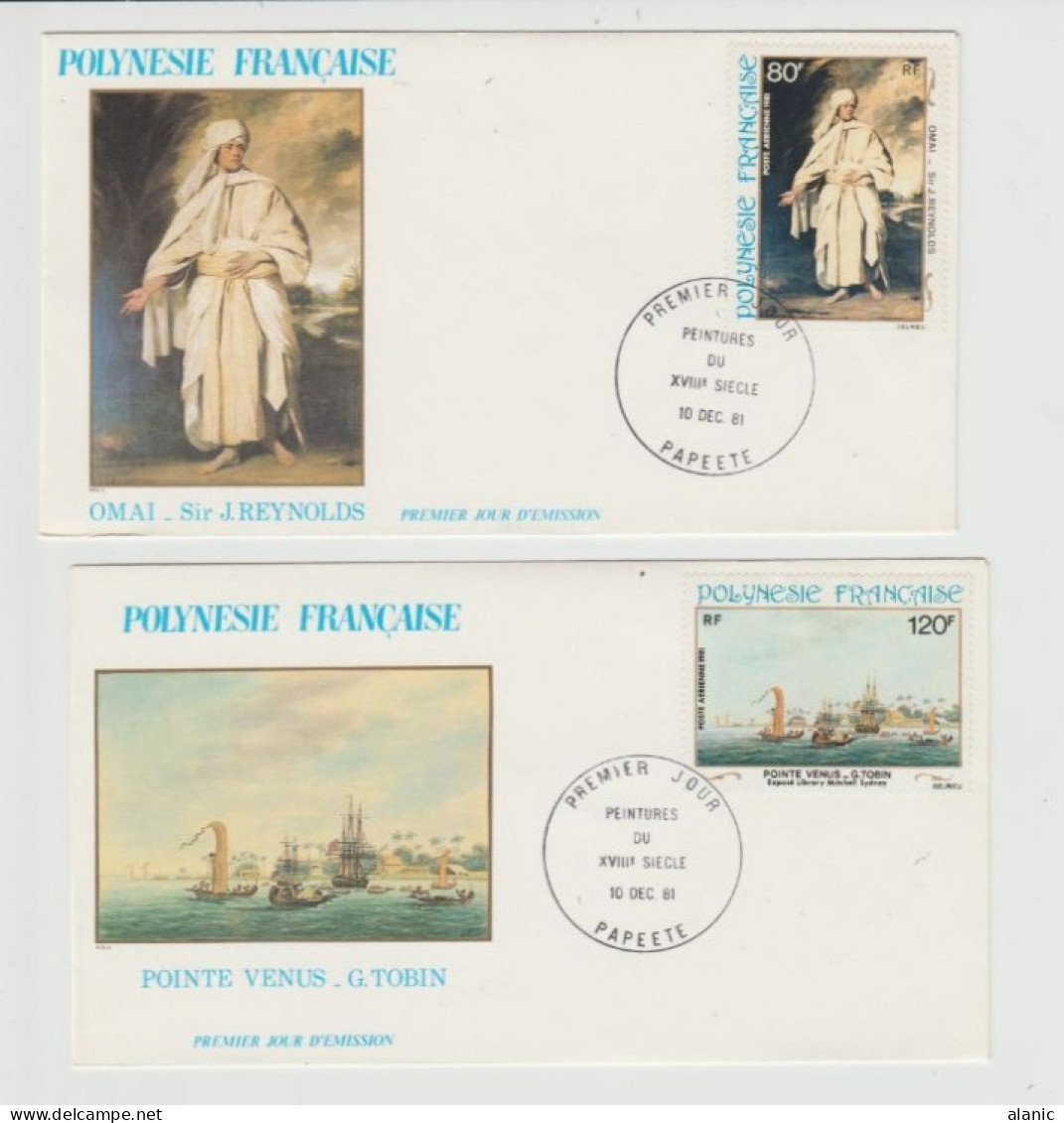 LOT DE 4 FDC PA 163/66 - POLYNESIE - PEINTURES DU XVIIIe SCIECLE -1981- - FDC