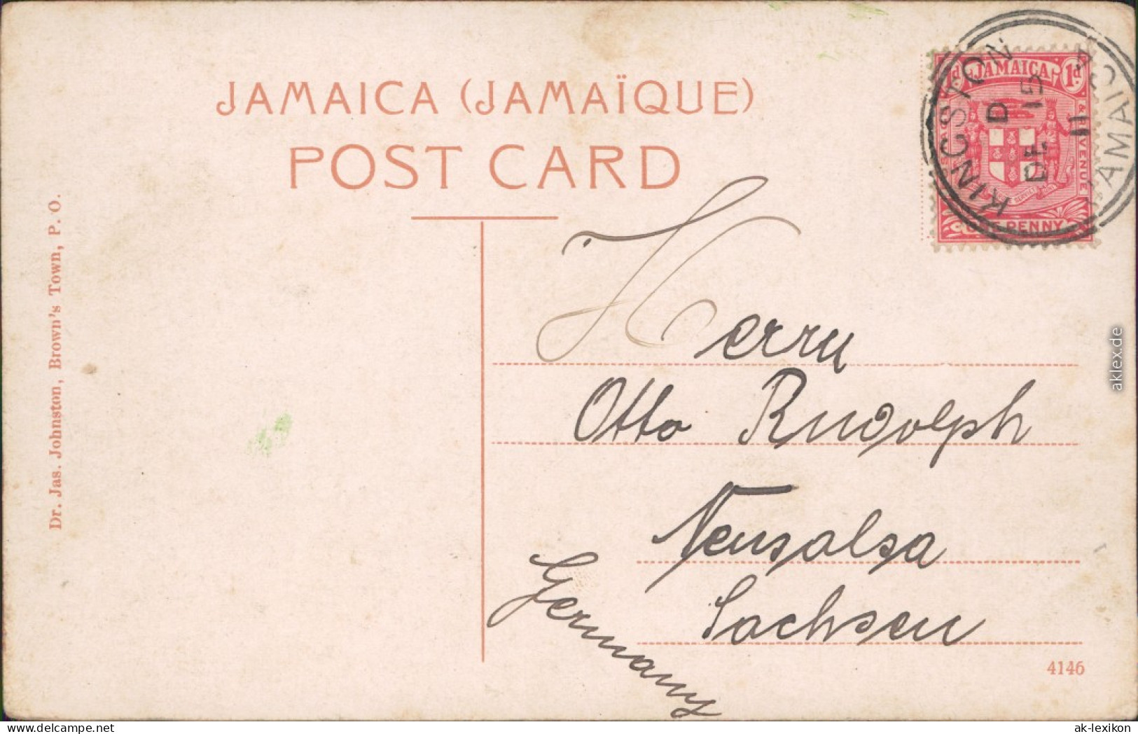 Postcard Kingston Straßenpartie - Royal Palms 1915 - Giamaica
