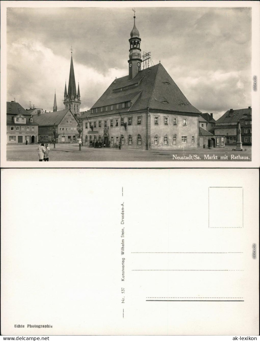 Ansichtskarte Neustadt  (Sachsen) Markt Mit Rathaus 1934 - Neustadt