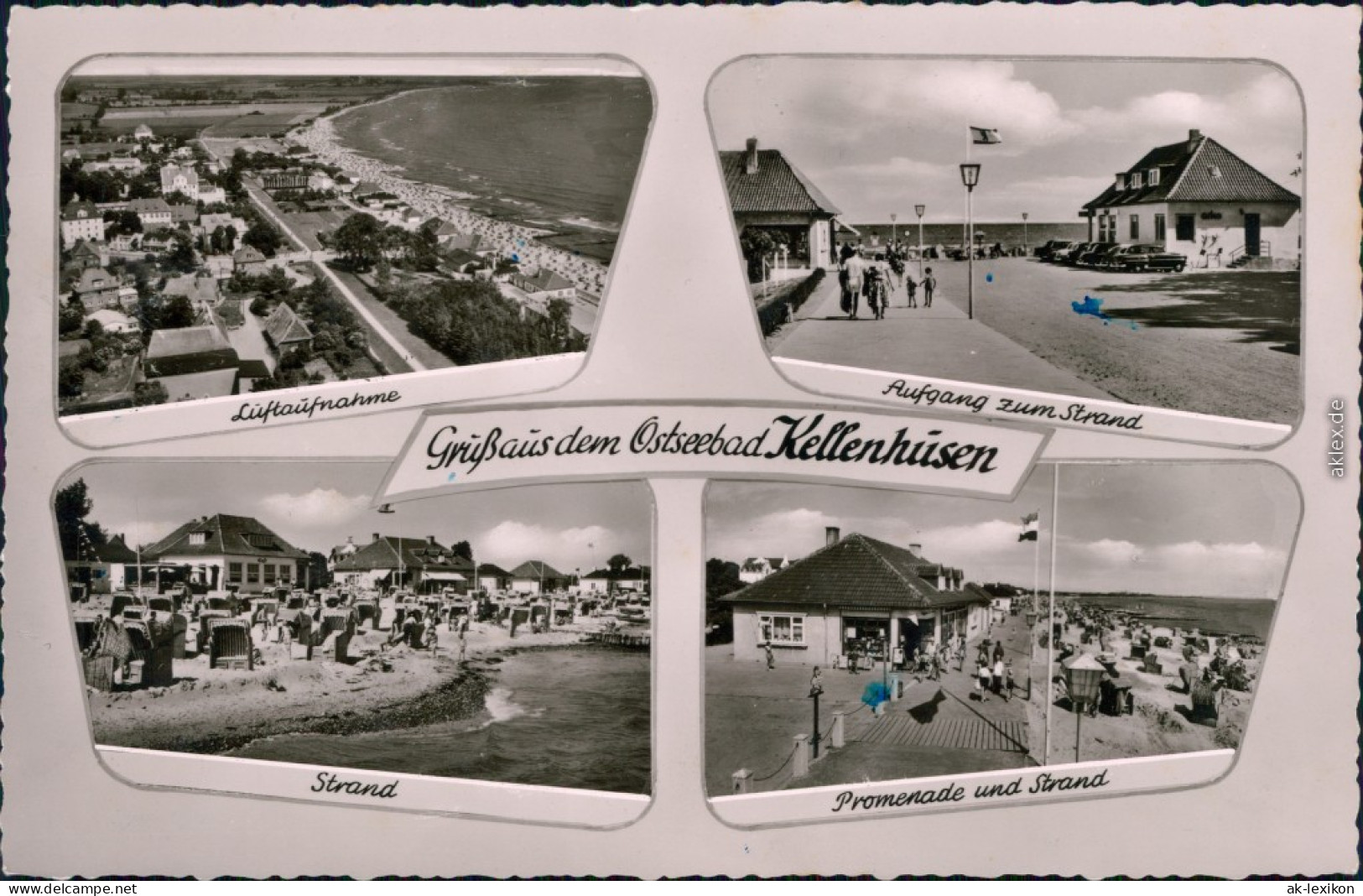 Kellenhusen (Ostsee) Luftbild, Aufgang Zum Strand, Strandkörbe, Badegäste 1958 - Kellenhusen