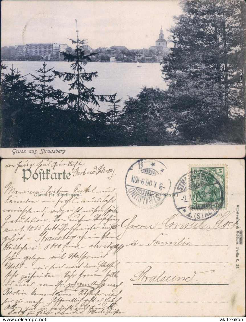 Ansichtskarte Strausberg Blick über Den See Aud Sie Stadt 1906  - Strausberg