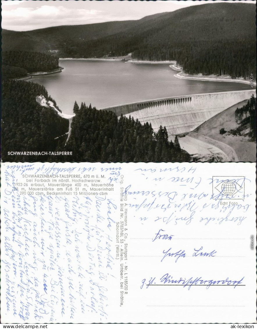 Ansichtskarte Forbach (Baden) Schwarzenbach-Talsperre 1967 - Forbach