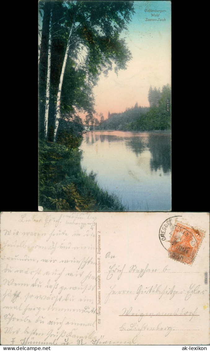 Ansichtskarte Grillenburg-Tharandt Grillenburger Wald Seeren-Teich 1918  - Tharandt