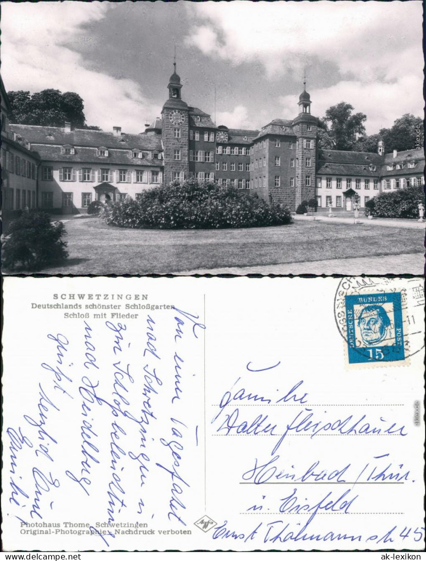 Ansichtskarte Schwetzingen Schloss, Schlossgarten Mit Flieder 1964 - Schwetzingen