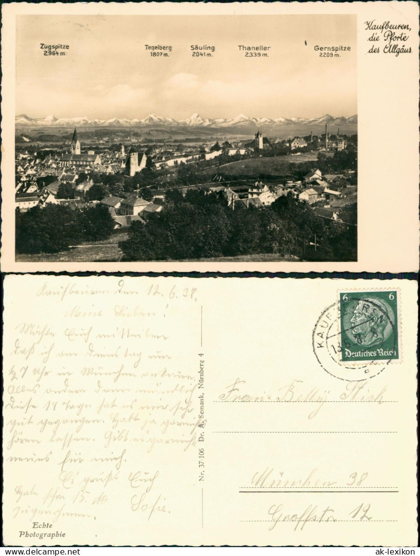 Ansichtskarte Kaufbeuren Panorama-Ansicht 1938 - Kaufbeuren