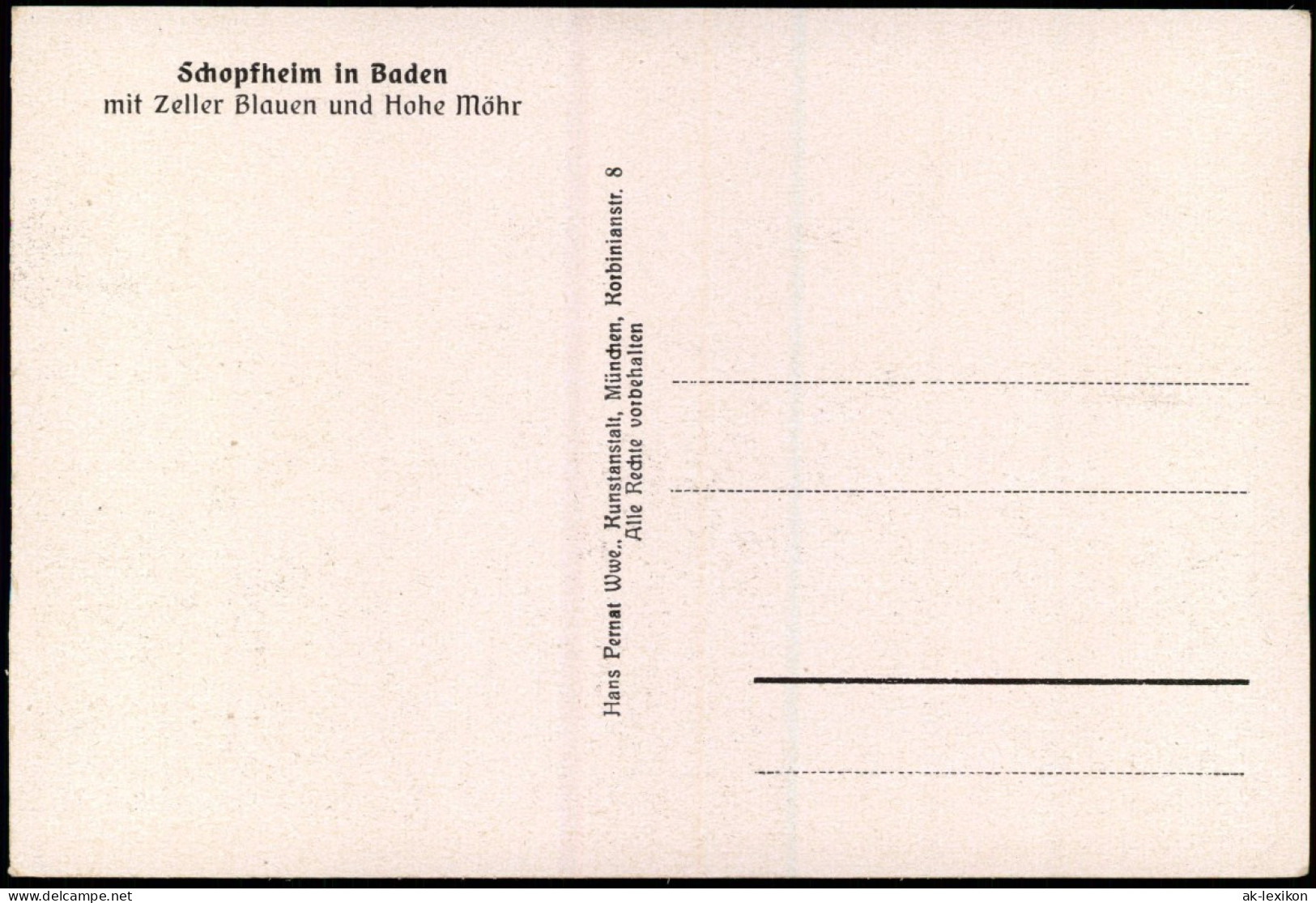 Schopfheim Mit Zeller Blauen Und Hohe Möhr - Künstlerkarte 1932 Pernat-Karte: - Schopfheim