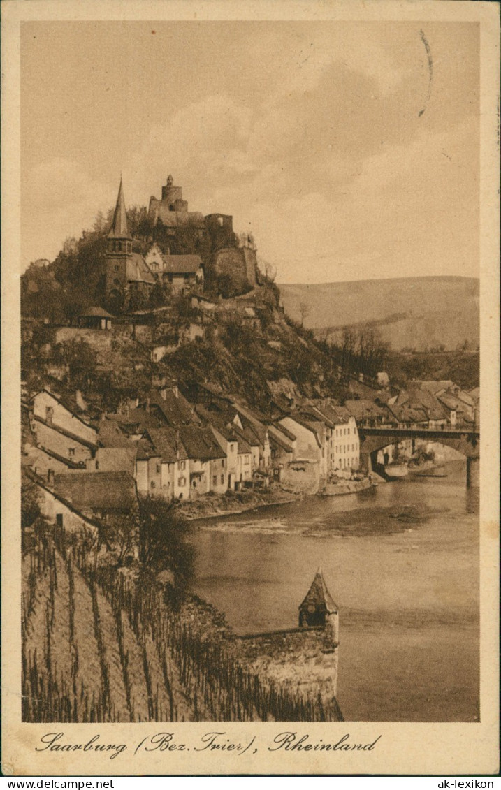 Ansichtskarte Saarburg/Trier Am Fluß, Brücke 1928 - Saarburg