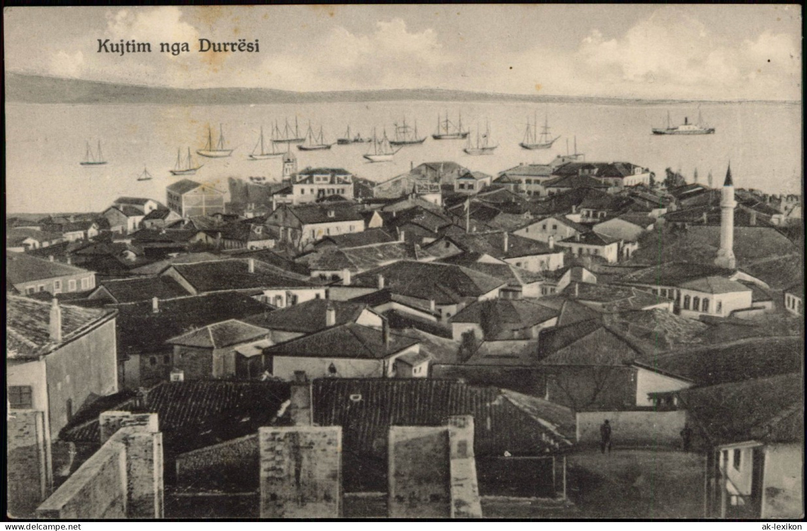 Postcard Durrësi Altstadt, Moschee - Schiffe, Albanien Albania 1915 - Albanie