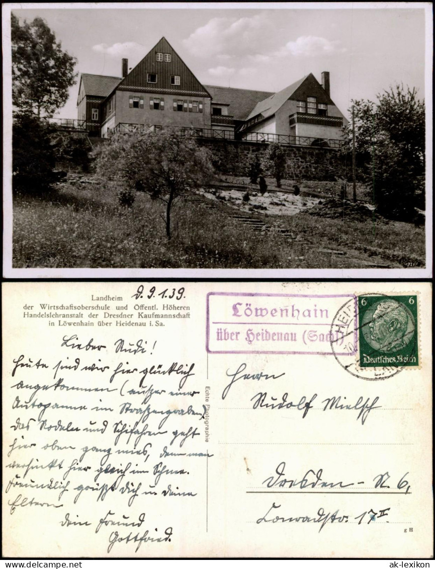 Löwenhain Altenberg (Erzgebirge) 1939 Landpoststempel "Löwenhain über Heidenau" - Geising