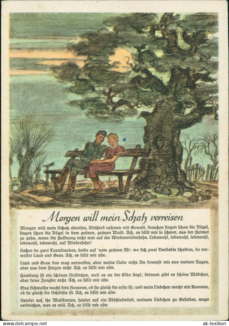 Gedicht Text Liedkarte "Morgen Will Mein Schatz Verreisen" 1940 - Filosofie
