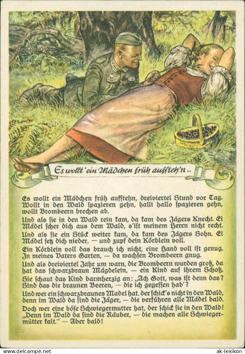 Gedicht Liedkarten-Text "Es Wollt Ein Mädchen Früh Auffteh'n" 1940 - Filosofie