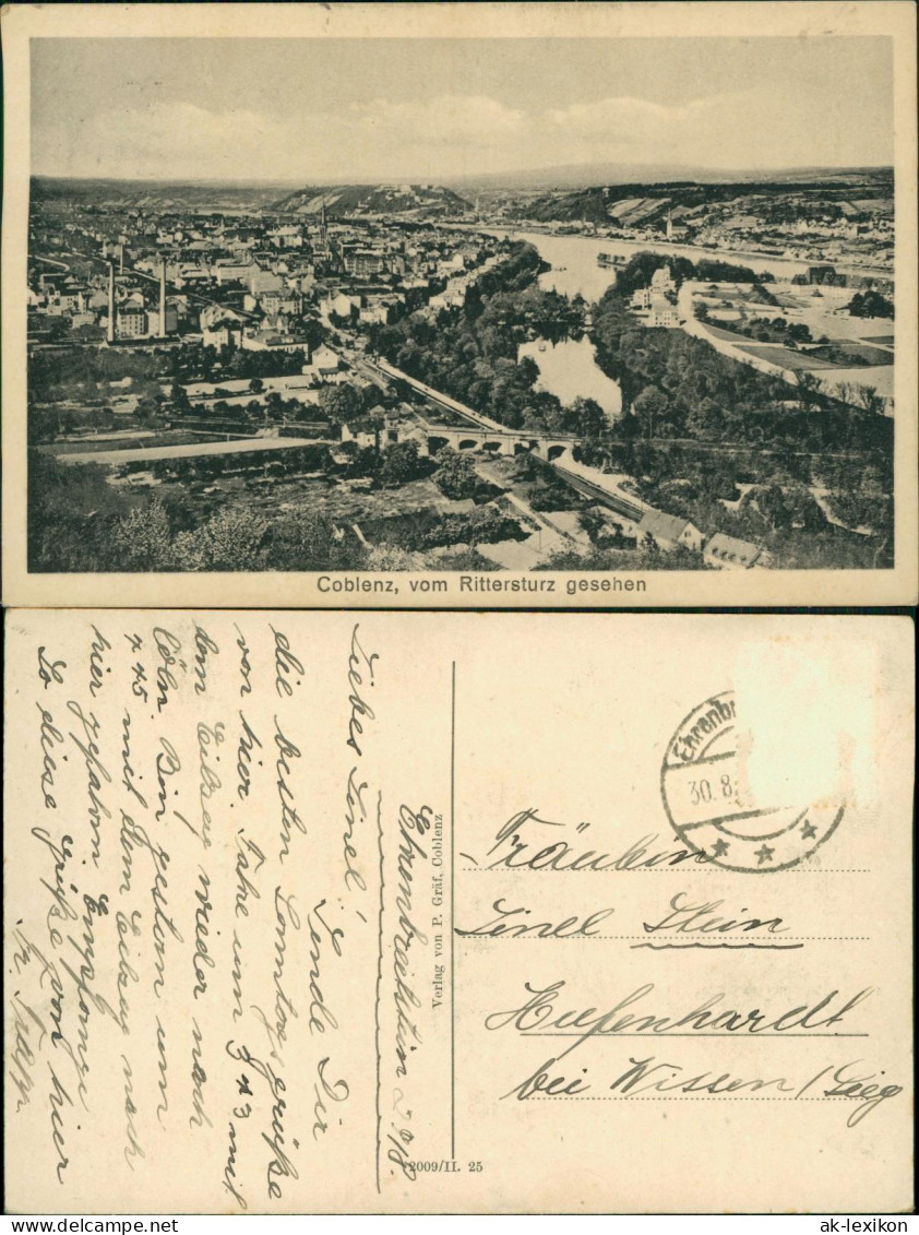 Ansichtskarte Koblenz Vom Rittersturz Gesehen - Fabrik 1918 - Koblenz