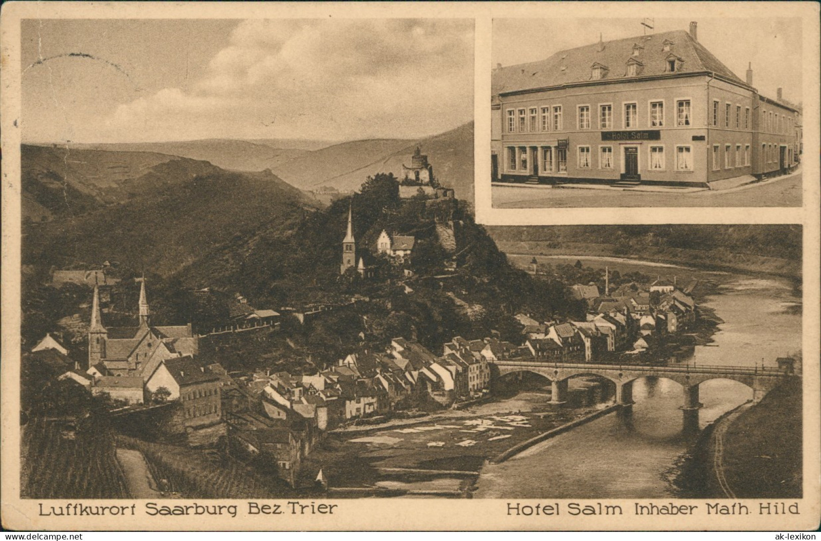 Ansichtskarte Saarburg/Trier 2 Bild: Stadt Und Hotel Salm 1932 - Saarburg