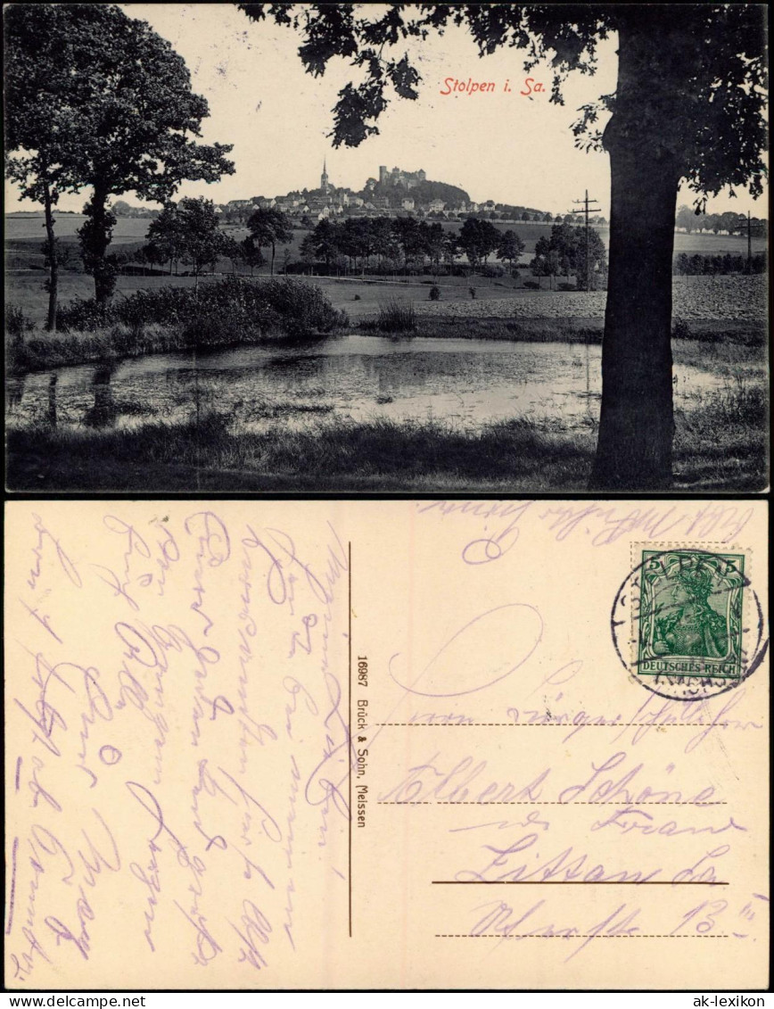 Ansichtskarte Stolpen Blick über Den Teich Auf Den Burgberg 1909 - Stolpen