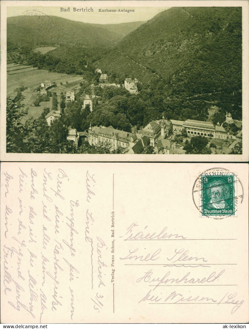 Ansichtskarte Bad Bertrich Blick Auf Kurhaus Und Anlagen 1928 - Bad Bertrich