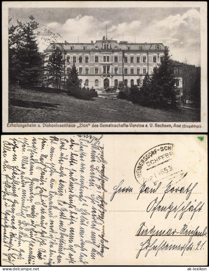 Aue (Erzgebirge) Erholungsheim Diakonissenhaus Zion  Gemeinschafts-Vereins 1925 - Aue