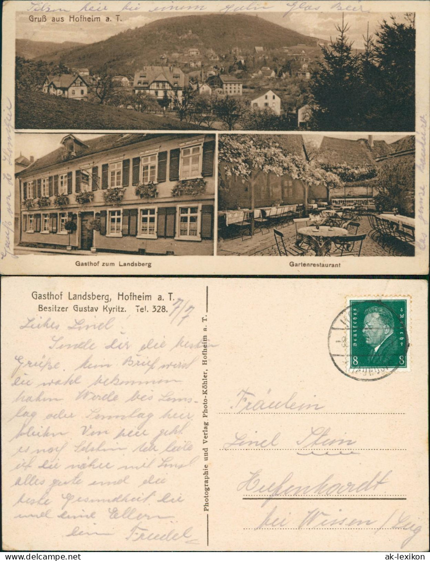 Ansichtskarte Hofheim (Taunus) 3 Bild Gasthof Landsberg Taunus 1928 - Hofheim