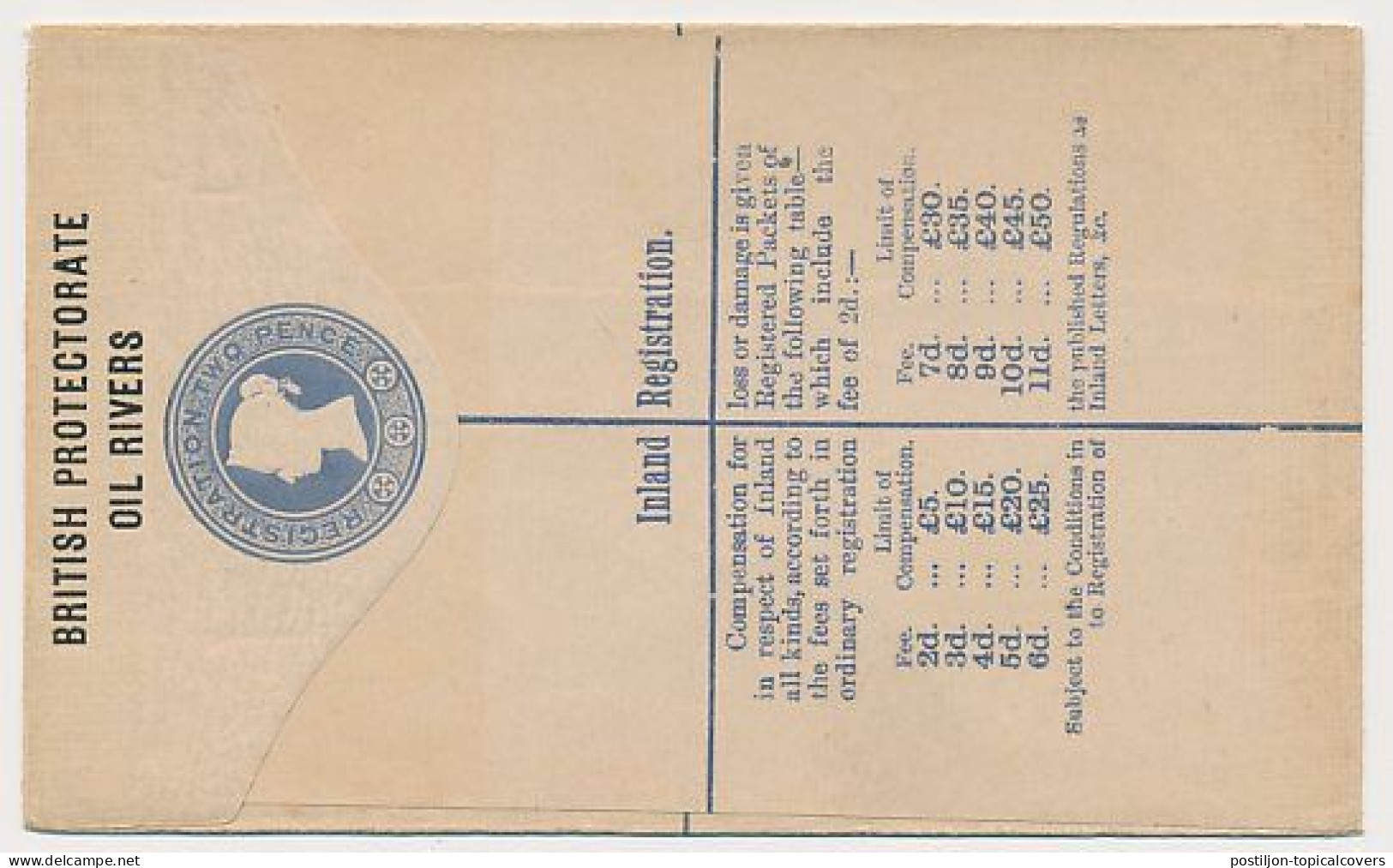 Registered Letter British Protectorate Oil Rivers  - Postal Stationery - Nigeria (...-1960)