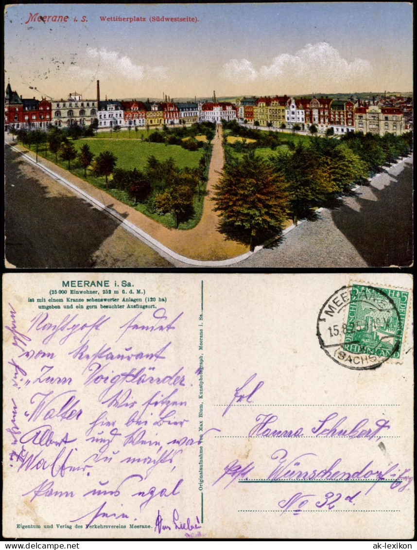 Ansichtskarte Meerane Panorama-Ansicht Mit Wettinerplatz 1925 - Meerane