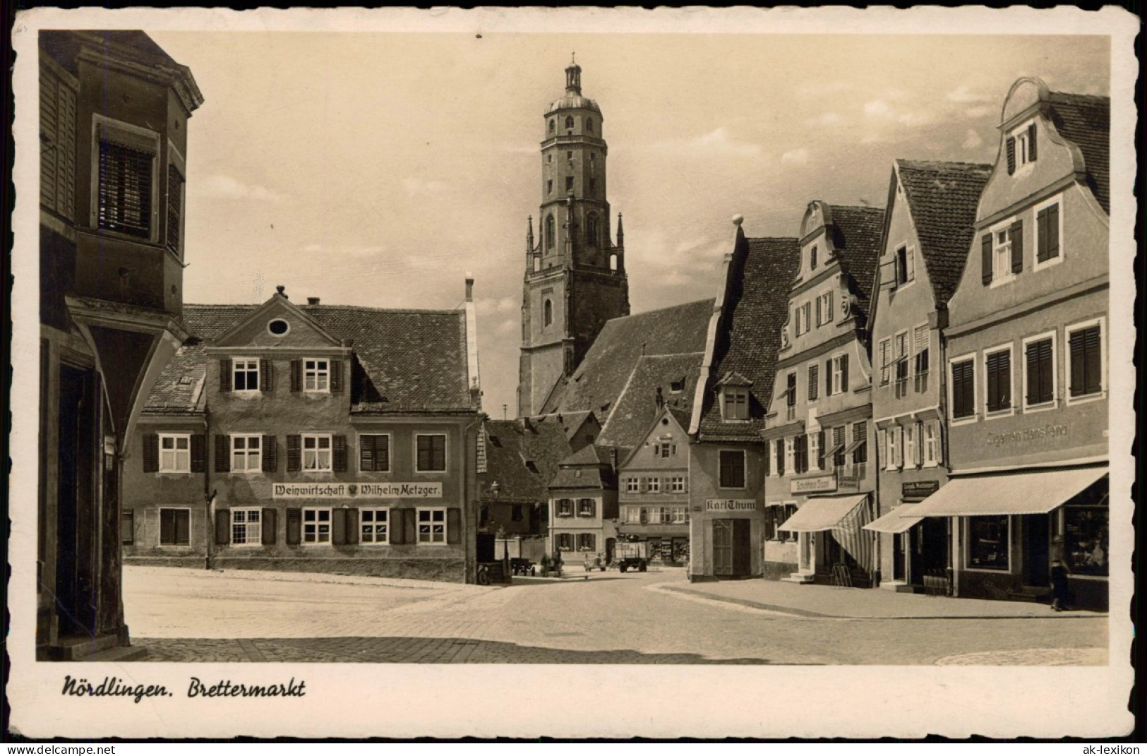 Ansichtskarte Nördlingen Brettermarkt, Weinwirtschaft 1940  Gel. Feldpost WK2 - Noerdlingen