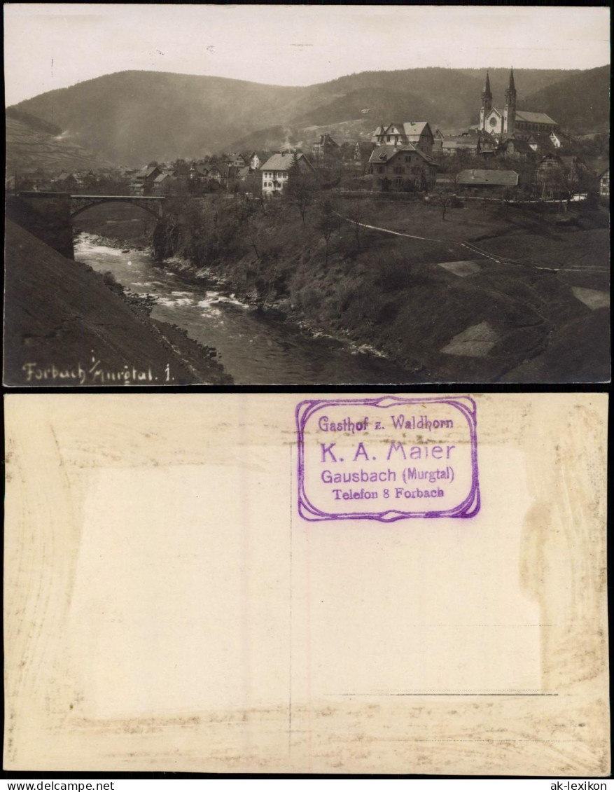 Ansichtskarte Forbach (Baden) Blick Auf Die Stadt, Brücke - Fotokarte 1926 - Forbach