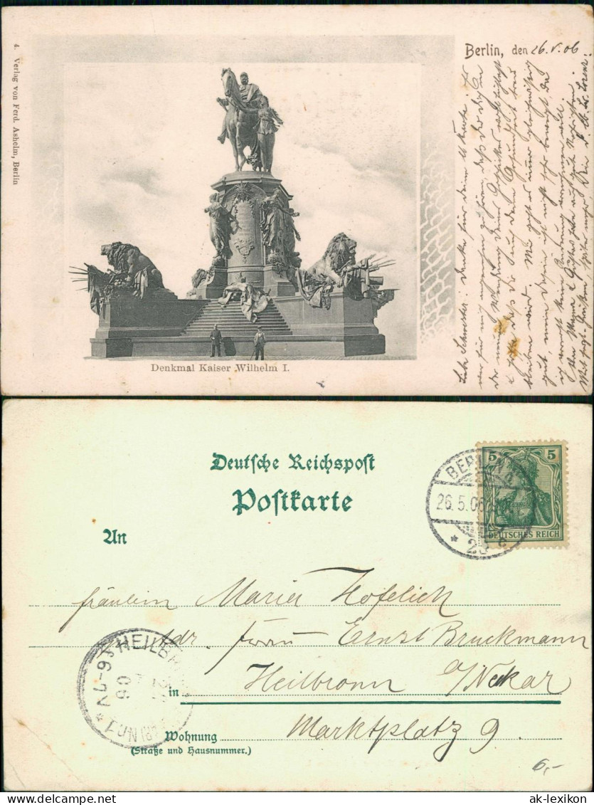 Ansichtskarte Lichterfelde-Berlin Denkmal Kaiser Wilhelm I., Soldat 1906 - Lichterfelde