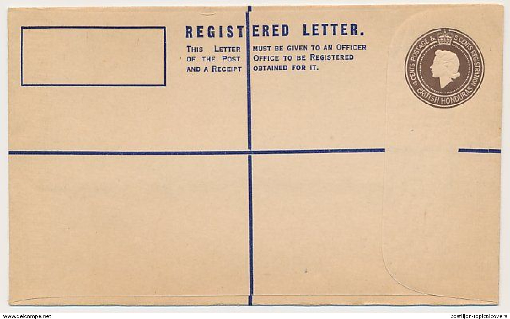 Registered Letter British Honduras  - Postal Stationery - Brits-Honduras (...-1970)