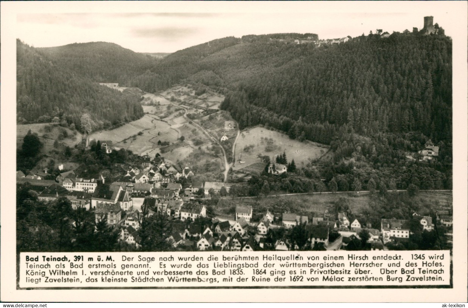 Bad Teinach-Zavelstein Panorama-Ansicht Von TEINACH Mit Chronik-Daten 1940 - Bad Teinach