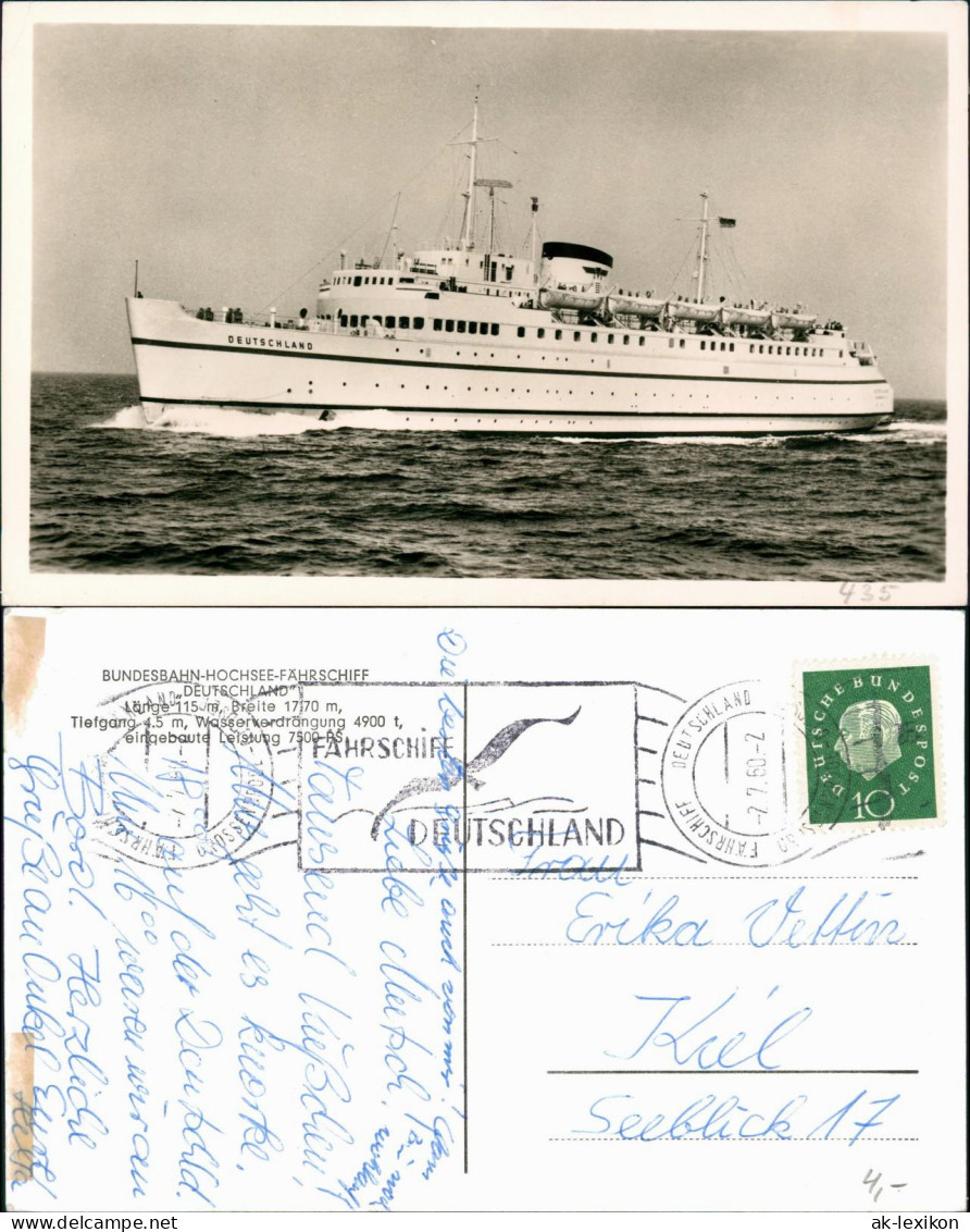 Ansichtskarte  BUNDESBAHN-HOCHSEE-FÄHRSCHIFF DEUTSCHLAND 1960  Sonderstempel - Ferries