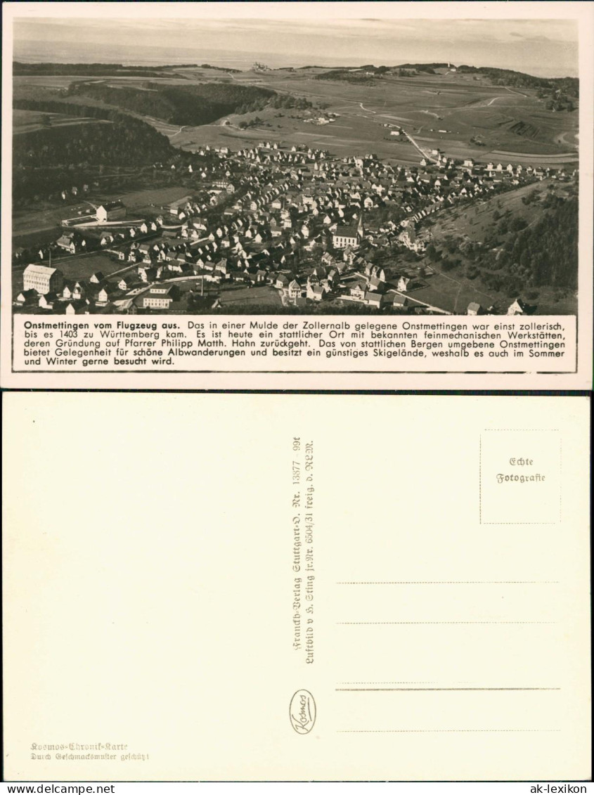 Onstmettingen-Albstadt Luftbild Mit Chronik-Beschreibung Des Ortes 1940 - Albstadt