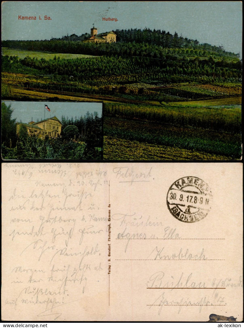 Ansichtskarte Kamenz Kamjenc Panorama-Hutberg 1917   1. Weltkrieg Feldpost - Kamenz