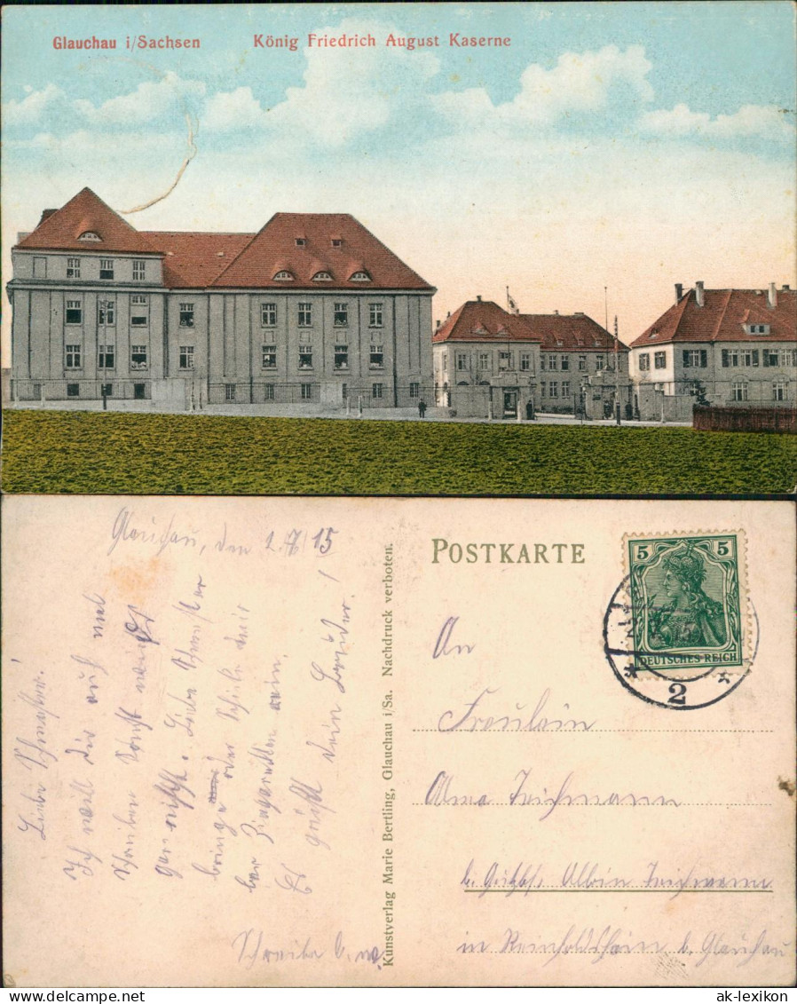 Ansichtskarte Glauchau König Friedrich August Kaserne 1915 - Glauchau