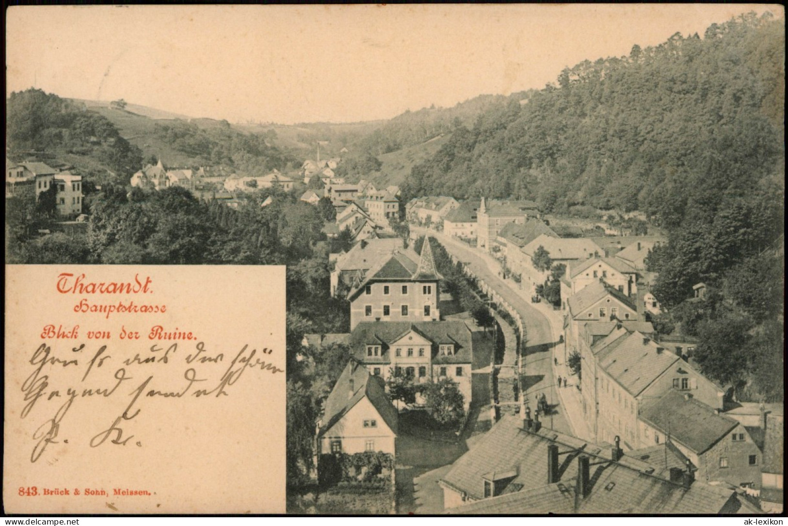 Tharandt Panorama-Ansicht Blick Von Der Ruine, Hauptstrasse 1900 - Tharandt