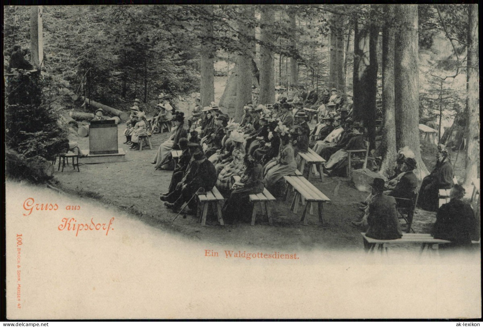 Kipsdorf-Altenberg (Erzgebirge) Umland-Ansicht, Ein Waldgottesdienst 1910 - Kipsdorf