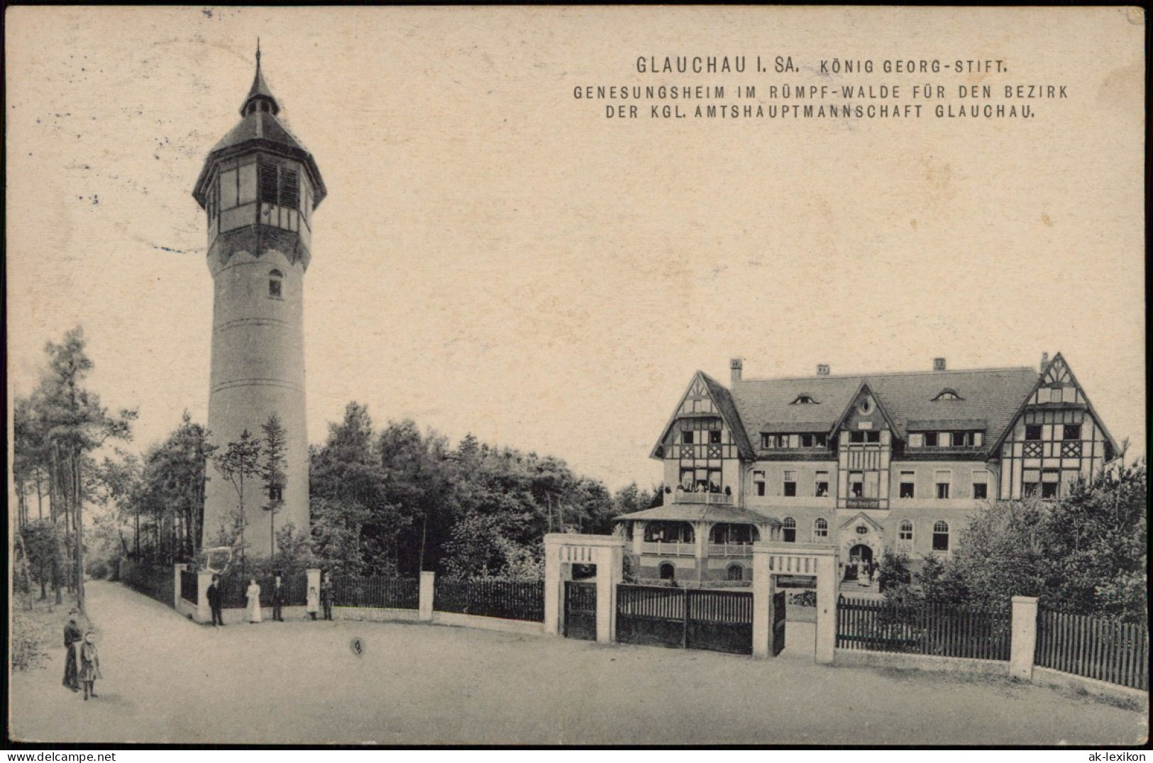 Ansichtskarte Glauchau König-Georg-Stift GENESUNGSHEIM IM RÜMPF-WALDE 1914 - Glauchau